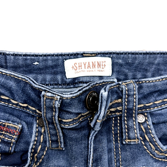 Shyanne Jeans Women’s 26 Short Blue Bootcut Mid Rise Western Embroidered Pocket - Picture 4 of 9